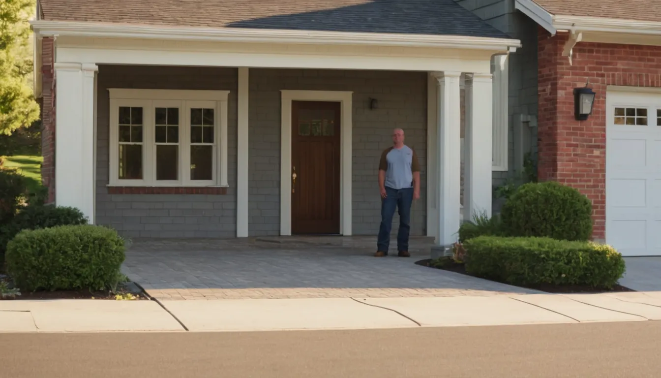 A residential garage door in Waconia being inspected by a provider on a quiet street